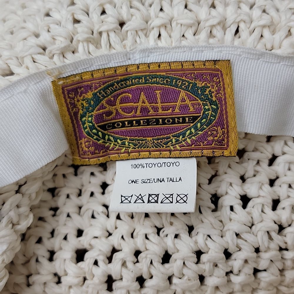 Scala. Chic Straw Hat With Palm Print Band. Euc - image 5